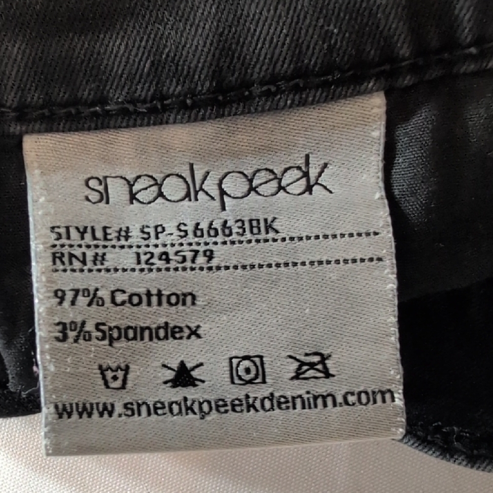 Sneak Peek Dark Jean Shorts with Ripped Accents - Picture 7 of 10